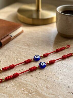 Evil Eye Red String Bracelet 7 Knot Lucky Amulet Adjustable 2 Pack